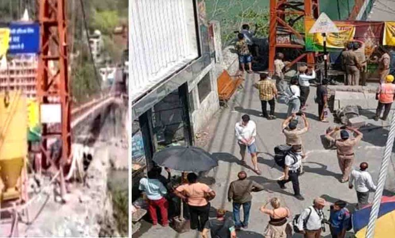 Movement on historic Lakshman Jhula after supporting cable breaks