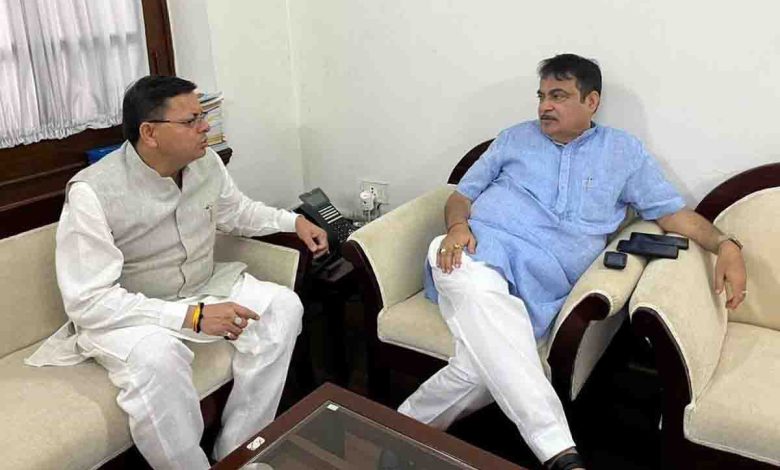 CM Dhami meets union minister Nitin Gadkari in New Delhi