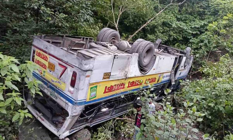 bus falls off the road