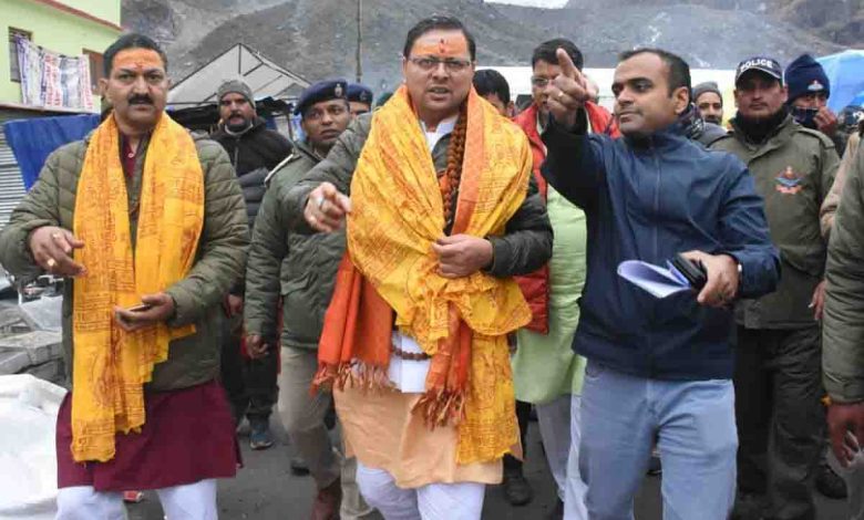 Dhami inspects reconstruction works in Kedarnath.jpeg