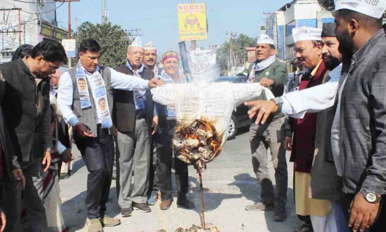 AAP burns State Govt in effigy to protest against alleged corruption