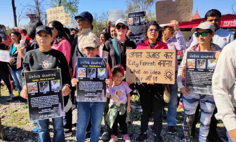protest against planned city park at Tarla Nagal