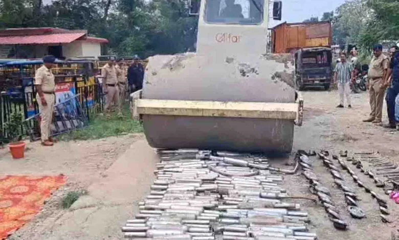 Police crush modified silencers and pressure horns