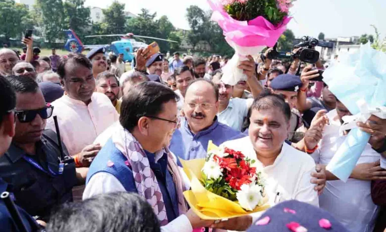 Dhami receives rousing welcome on return to Doon