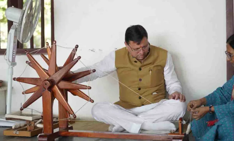 Dhami pays homage to father of nation at Gandhi ashram