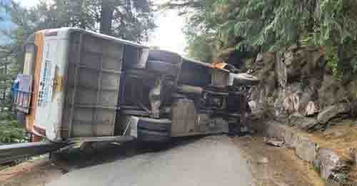 Bus carrying 28 pilgrims overturns in Uttarkashi, no casualty reported