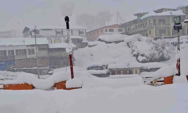 Badrinath township covered in white after fresh snowfall on Friday-Saturday